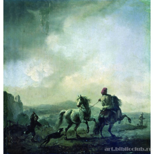 Лошадь, испуганная собакой