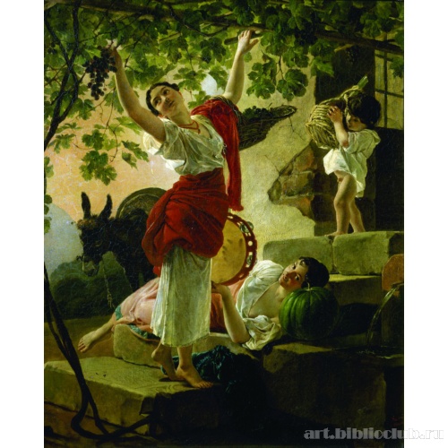 Девушка, собирающая виноград в окрестностях Неаполя