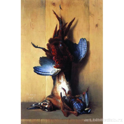 Натюрморт с фазаном, куропаткой и кроликом