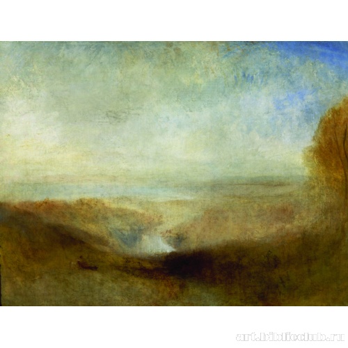 Пейзаж с далекой рекой и плотиной