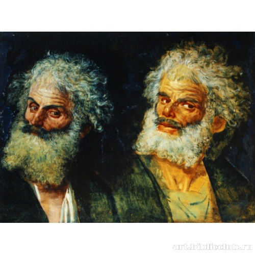 Две головы в чадрах, в повороте головы прислушивающегося