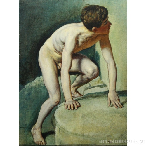 Обнаженный натурщик, в позе мальчика выходящего из воды