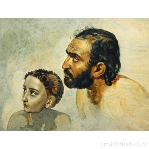 Головы мужчины и мальчика, в повороте головы дрожащего