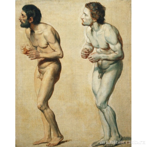 Два обнаженных мальчика в повороте дрожащего