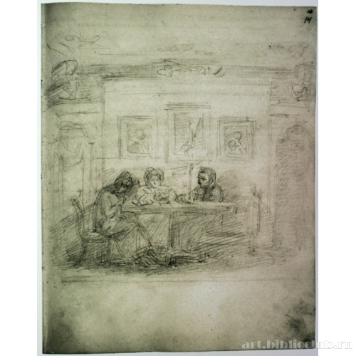 Семья Ивановых в гостиной (отец, мать и сестра художника)