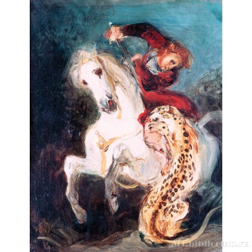 Пантера, нападающая на всадника