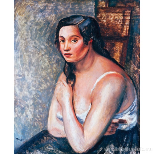 Женщина, сидящая в нижней рубашке