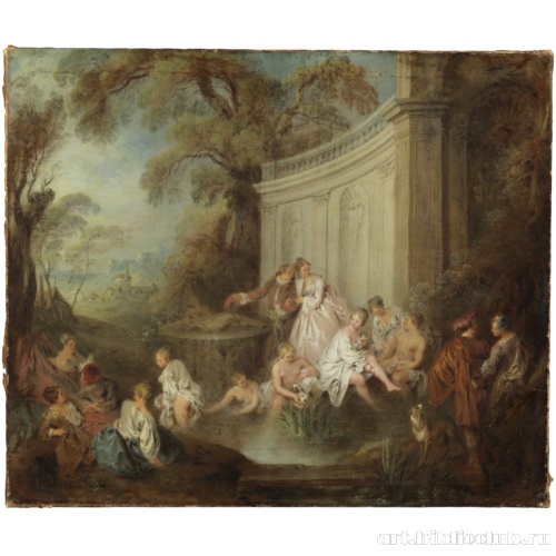 Компания купальщиков в парке