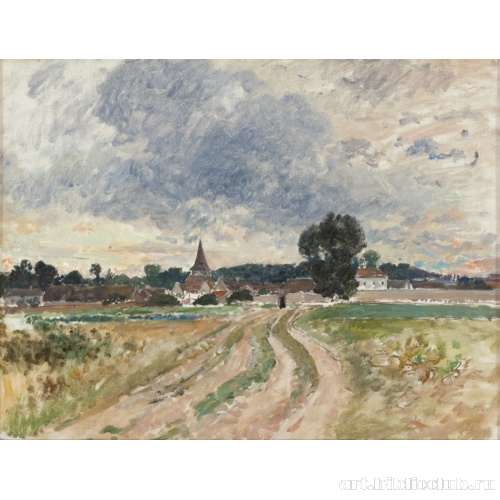 Пейзаж с церковью. Эскиз