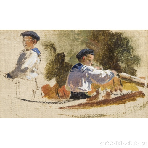 В лодке на Воре. Этюд