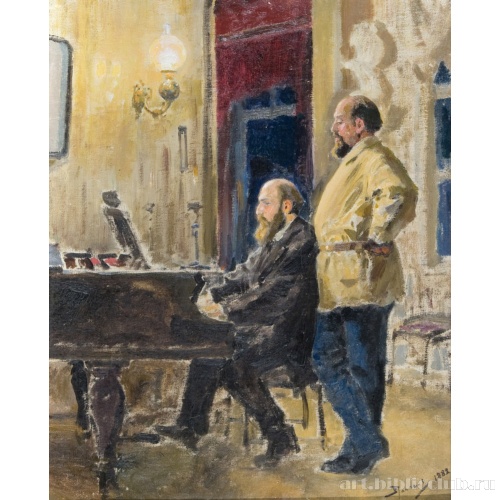 С.И. Мамонтов и П.А. Спиро за роялем