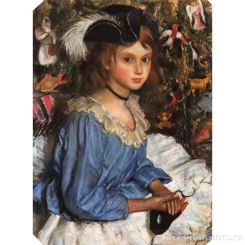 Катя в голубом у елки