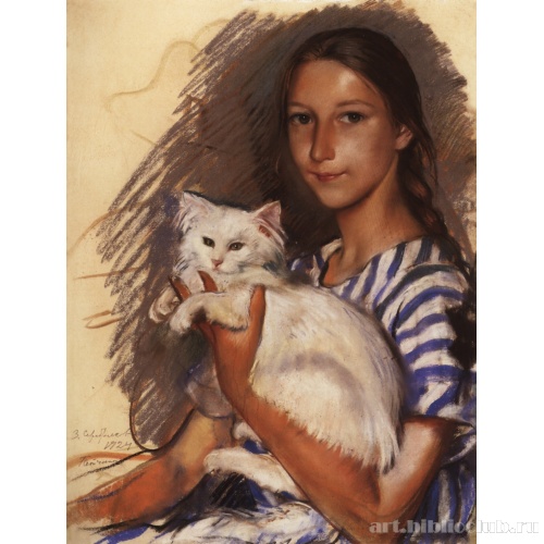 Портрет Наташи Лансере с кошкой