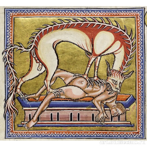 Гиена. Миниатюра из Абердинского бестиария