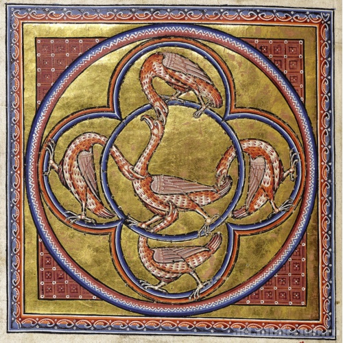 Удоды. Миниатюра из Абердинского бестиария