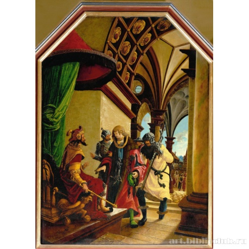 Алтарь св. Себастьяна. св. Себастьян перед императором Диоклетианом