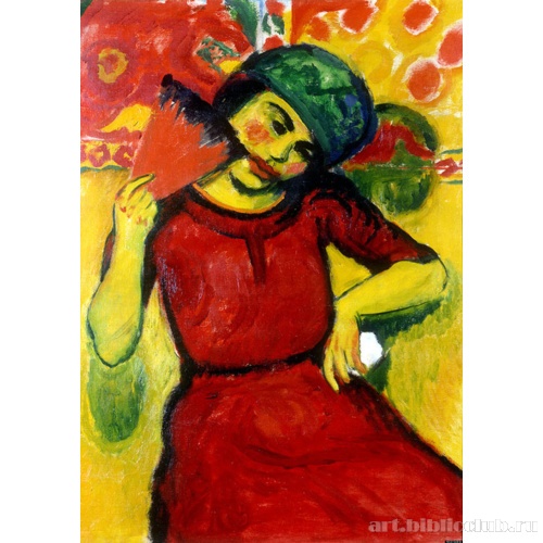 Молодая женщина с красным веером