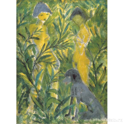 Две девушки с пуделем