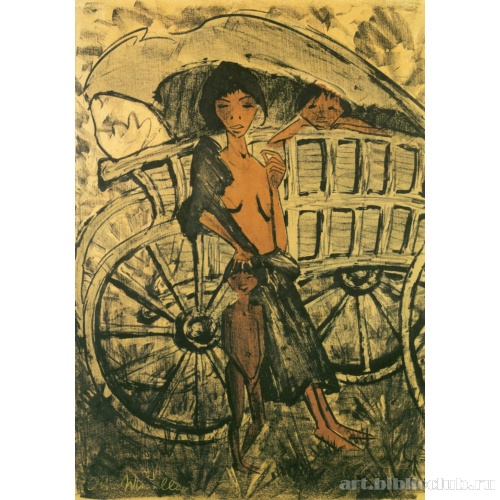 Цыганка с ребенком у кибитки