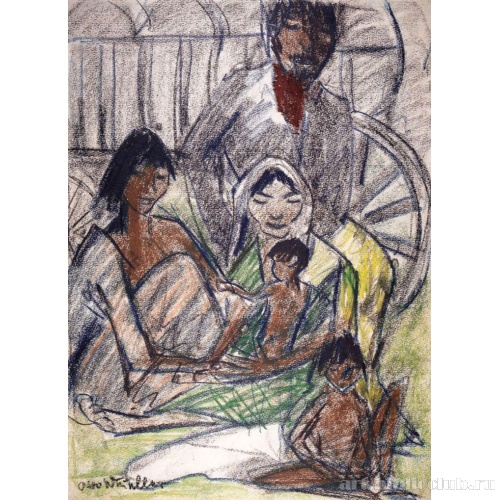 Цыганская семья у кибитки