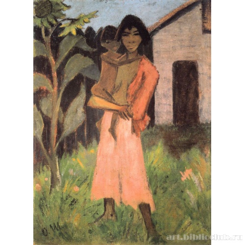 Стоящая цыганка с ребенком