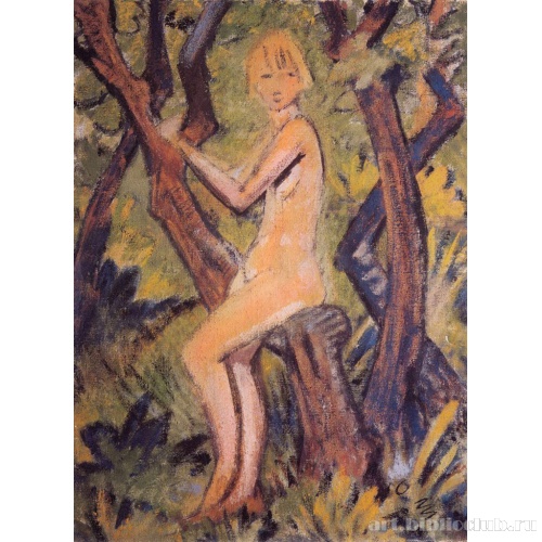 Обнаженная девушка на дереве