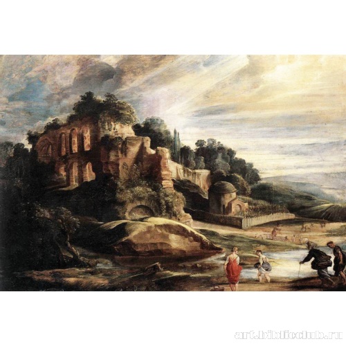 Пейзаж с руинами возле горы Палатин в Риме