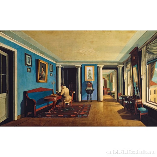 В комнатах. Гостиная с колоннами на антресолях