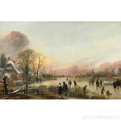 Замерзшая река на закате