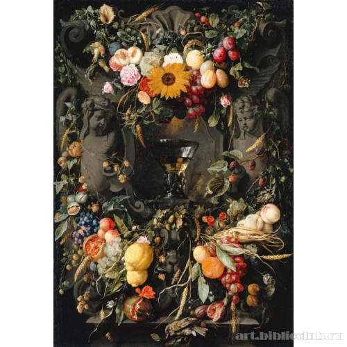 Натюрморт с цветами и фруктами