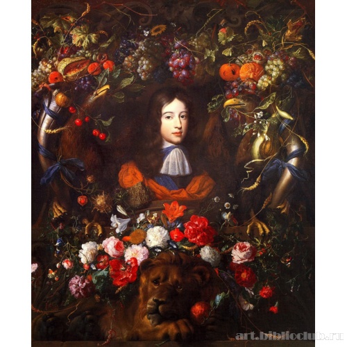 Гирлянды цветов и фруктов с портретом принца Уильяма III Оранского