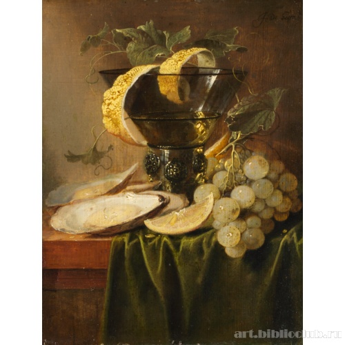 Натюрморт с бокалом и устрицами