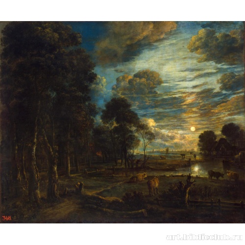 Ночной пейзаж с рекой