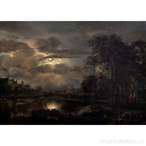 Лунный пейзаж с мостом