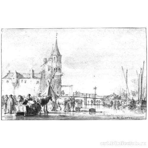 Северо-западная сторона Роттердамских ворот в Делфт зимой