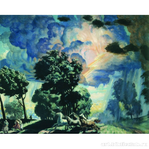 Лошади во время грозы