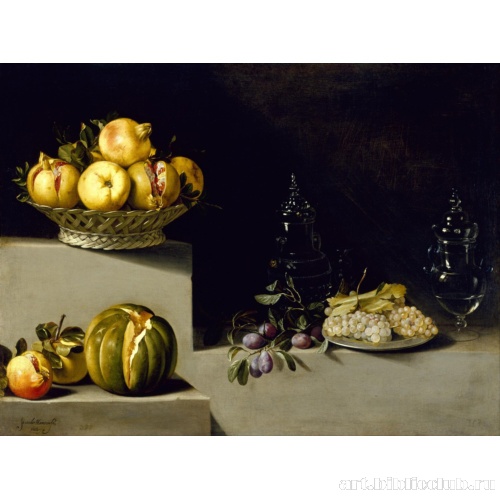 Натюрморт с фруктами и стеклянной посудой