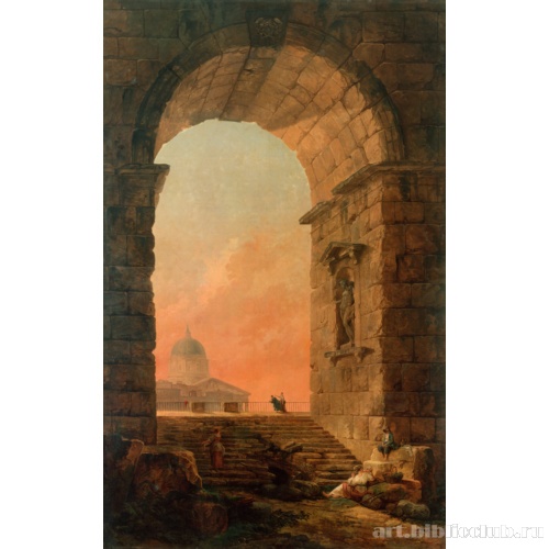 Пейзаж с аркой и куполом собора св. Петра в Риме