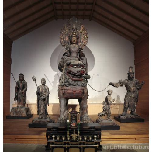 Бодхисаттва Мондзю (Манджушри) на льве, 