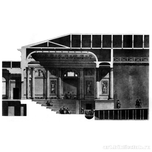 Дж. Кваренги. Проект зрительного зала. Продольный разрез