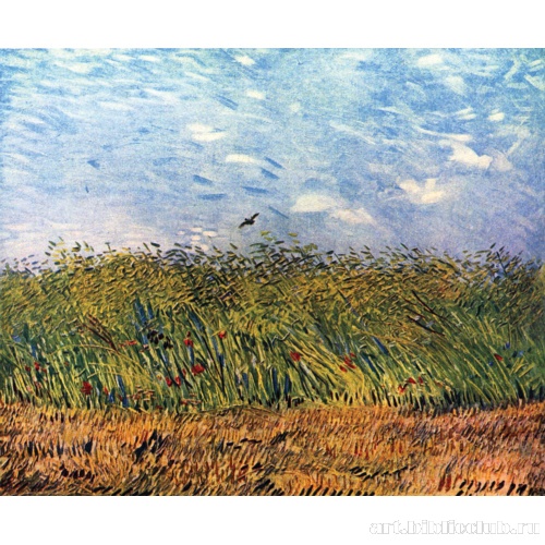 Хлебное поле с маками и жаворонком