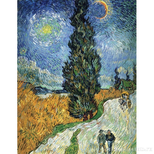 Сельская дорога с кипарисами