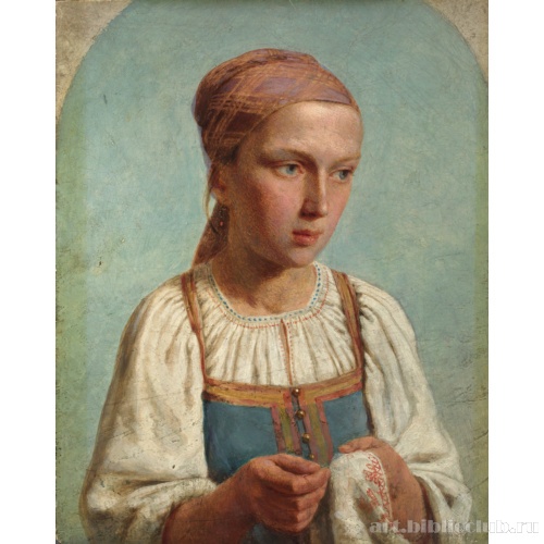 Крестьянская девушка за вышиванием