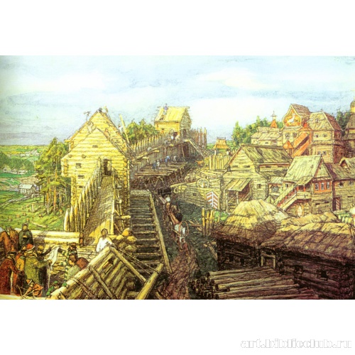 Строительство деревянных стен Кремля. XII век