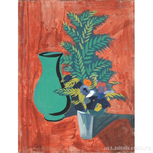 Зеленый кувшин и букет