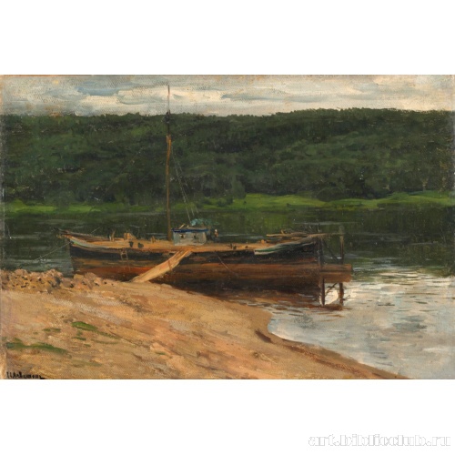 Серый день. Лес над рекой