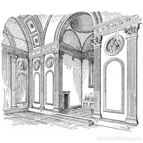 Прорисовка интерьера капеллы. Вид на восток