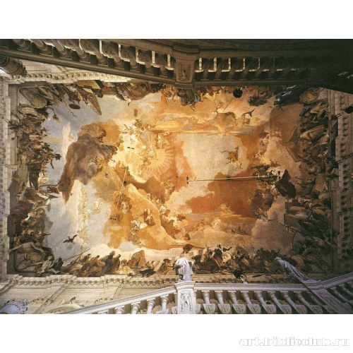Фреска потолка лестничного зала «Олимп и четыре части света»