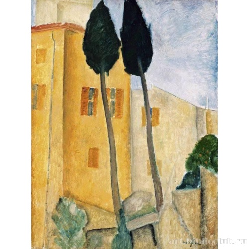 Кипарисы и дом