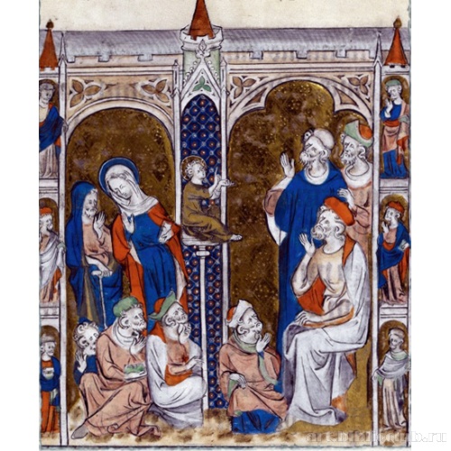 Христос среди учителей. Миниатюра из Псалтыря королевы Марии